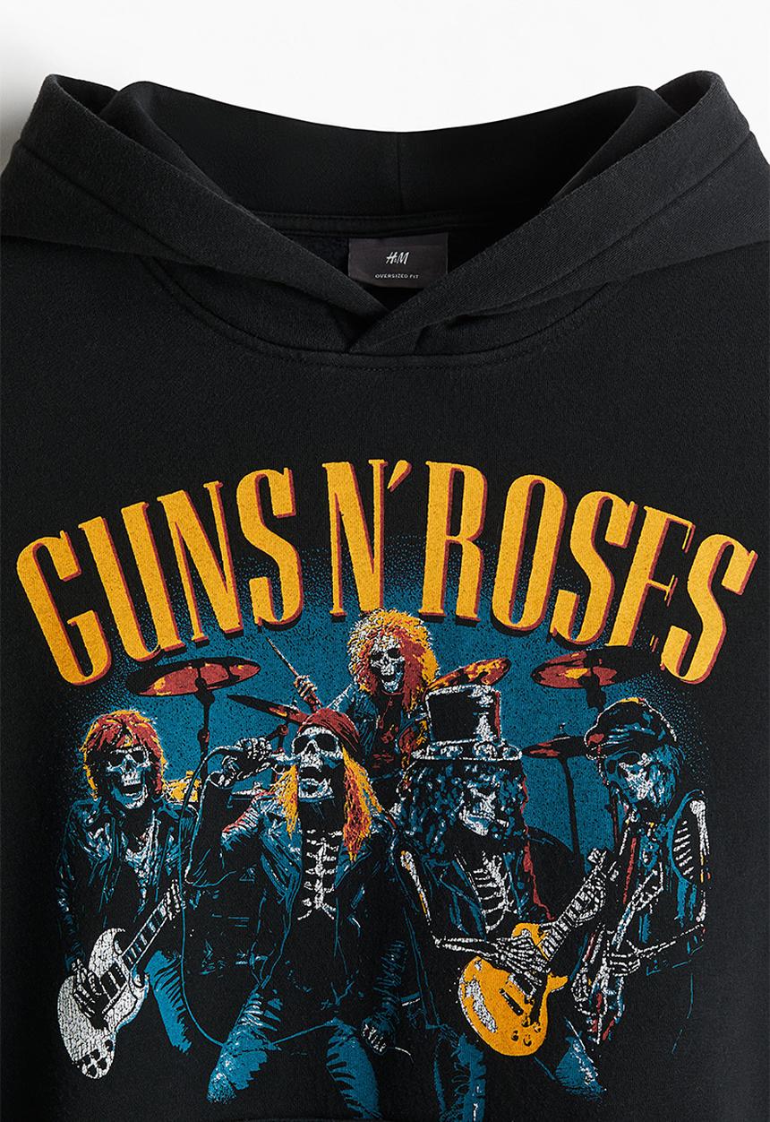 H&M - Oversized fit printed hoodie - black guns n' roses 