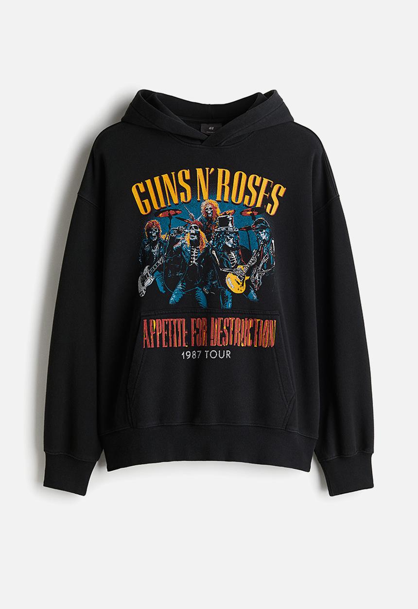 H&M - Oversized fit printed hoodie - black guns n' roses 