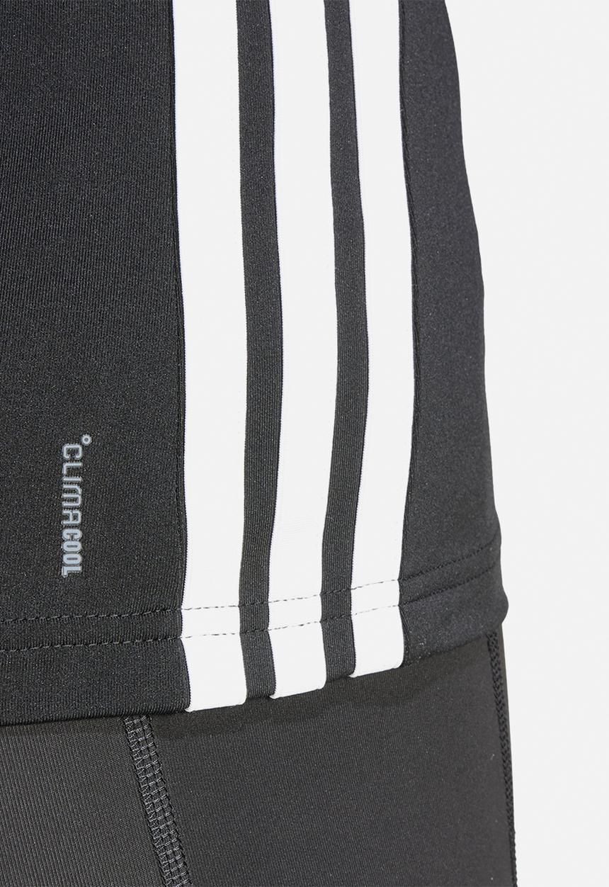 adidas Performance - 3 Stripe training tee- Black/White