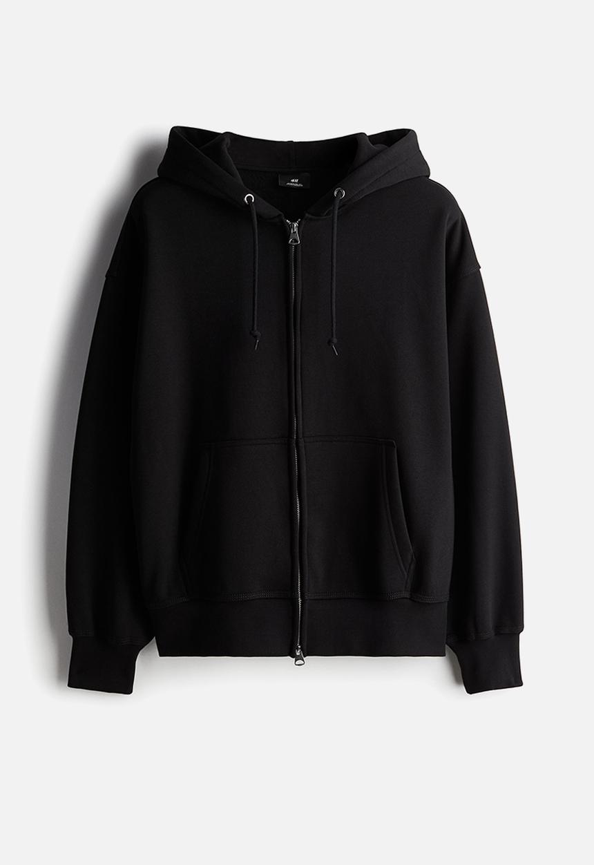 H&M - Oversized fit zip-through hoodie - black