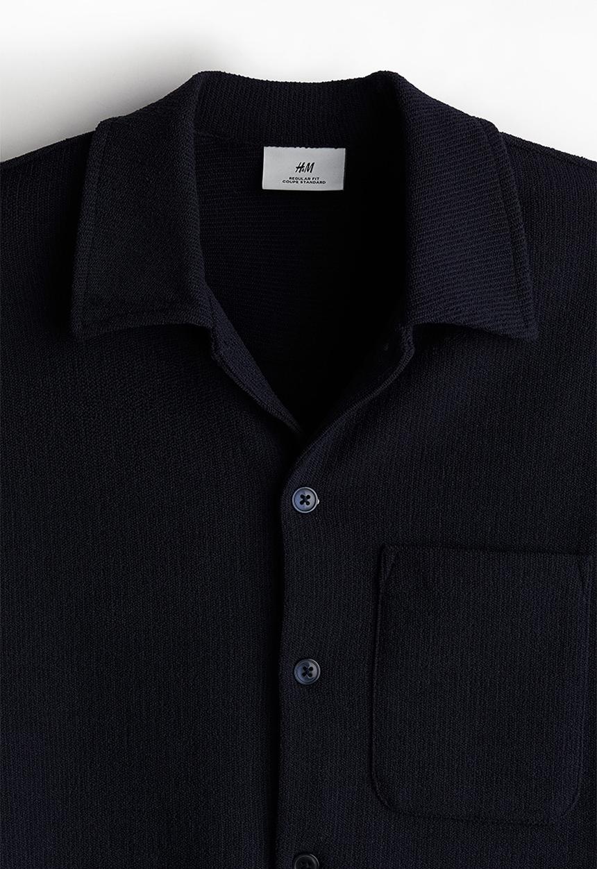 H&M - Regular fit textured jersey shirt - navy blue