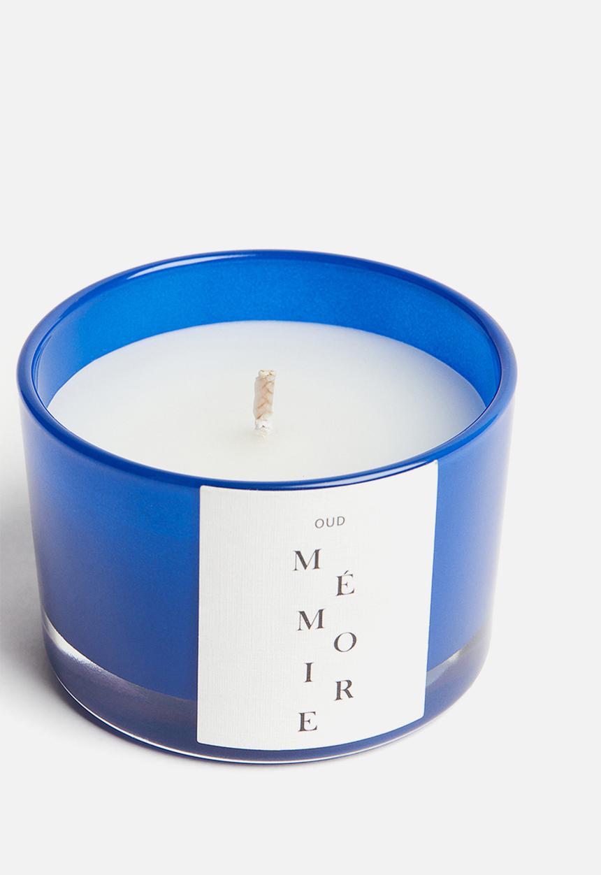 H&M - Scented candle in glass holder - dark blue/oud mémoire