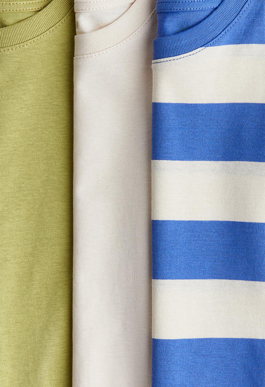 H&M - 3-Pack long-sleeved T-shirts - blue/striped