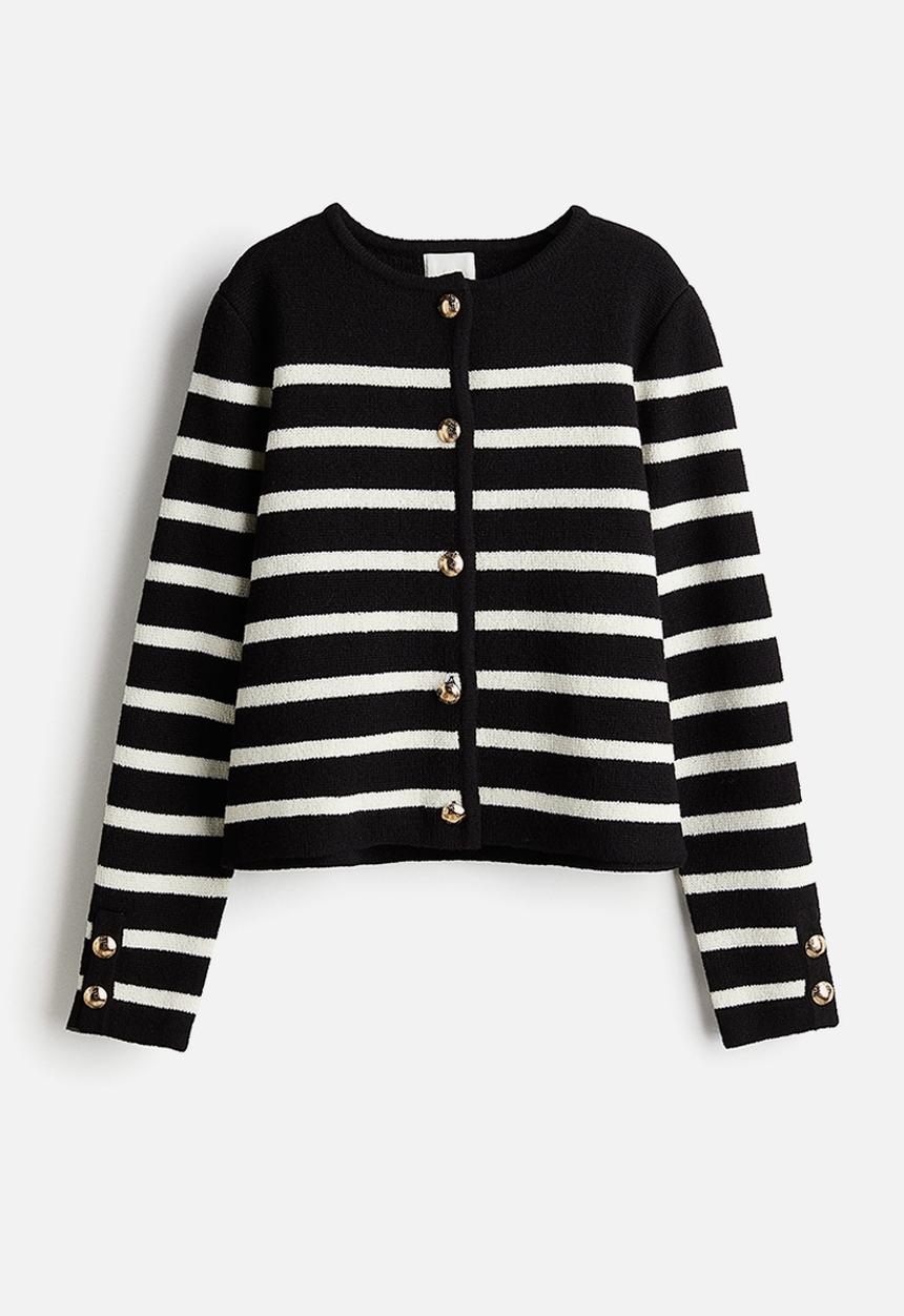H&M - Knitted cardigan - black striped