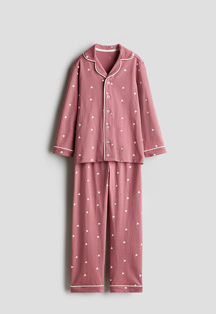 H&M - Patterned jersey pyjamas - dark pink/hearts 