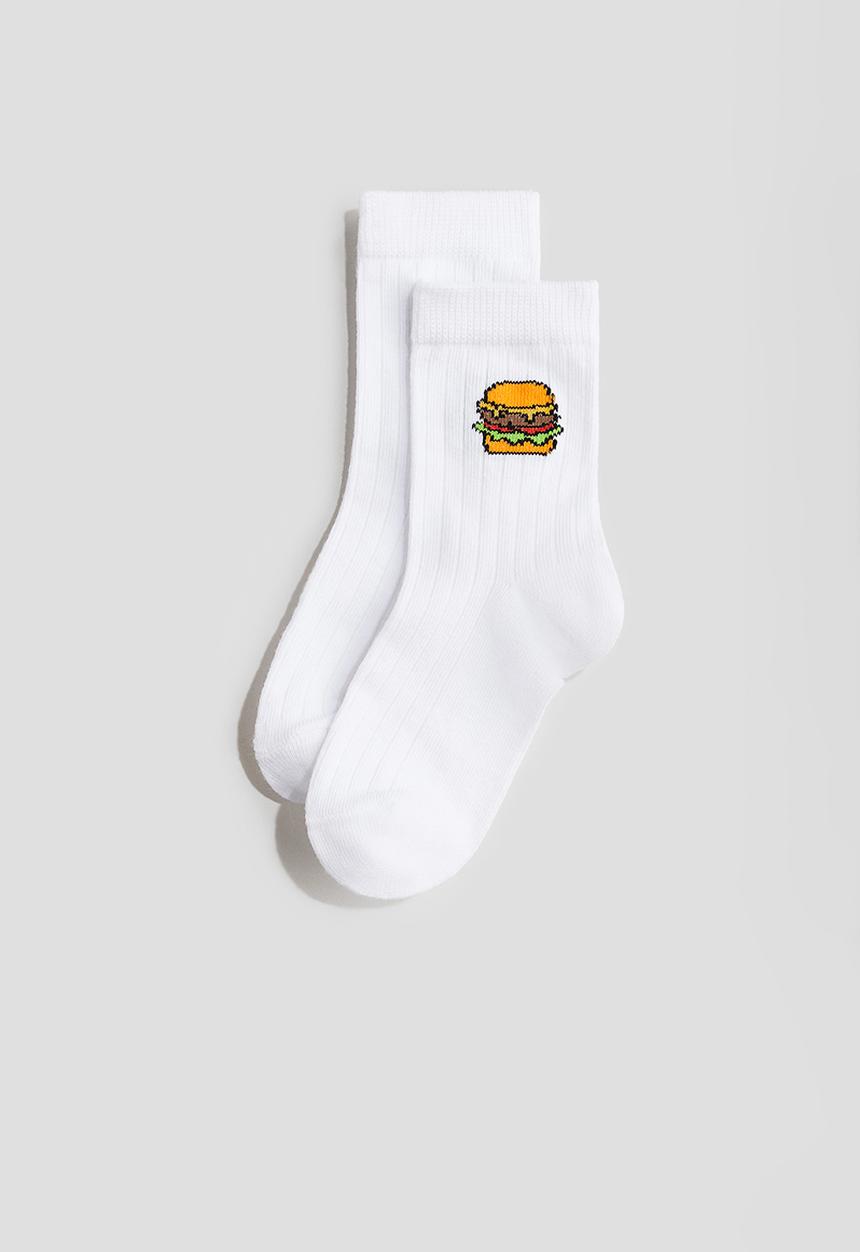 H&M - 5-pack ribbed socks - white/fries