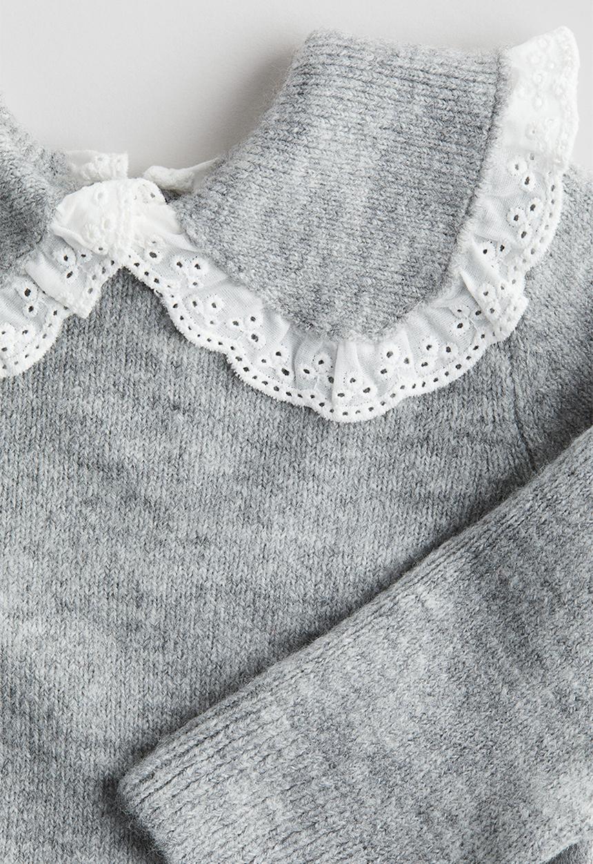 H&M - Peter pan-collared jumper - light grey