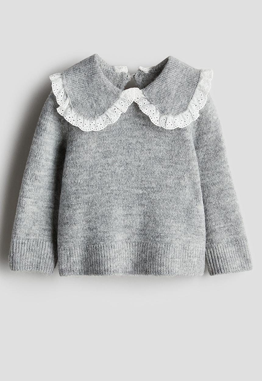 H&M - Peter pan-collared jumper - light grey