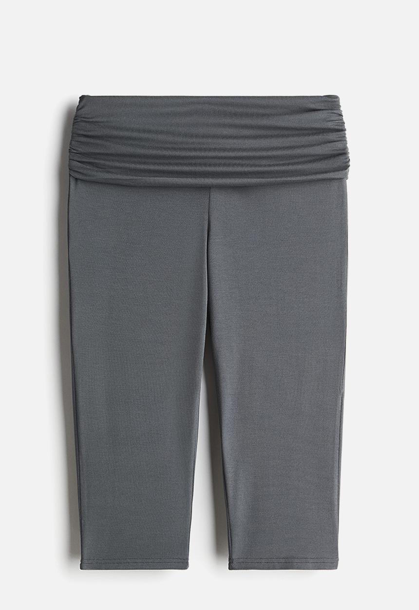 H&M - Foldover-waist capri leggings - dark grey