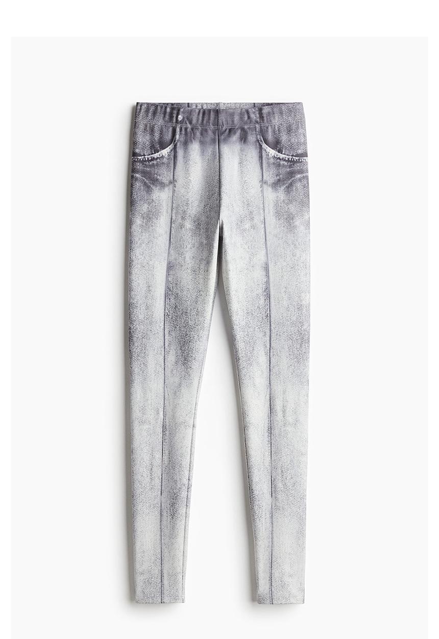 H&M - Denim-look leggings - light grey