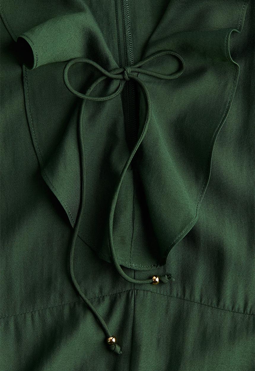 H&M - Flounce-trimmed dress - dark green