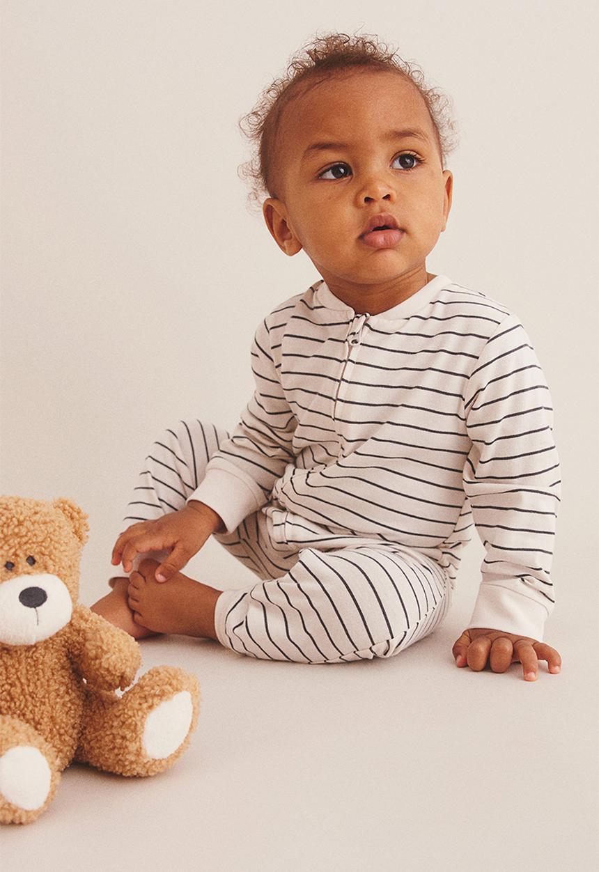 H&M - 2-pack patterned cotton pyjamas - beige,white,multi