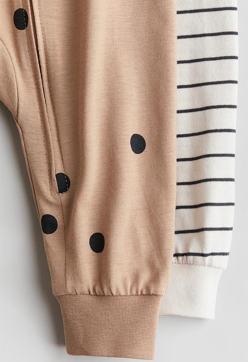 H&M - 2-pack patterned cotton pyjamas - beige,white,multi