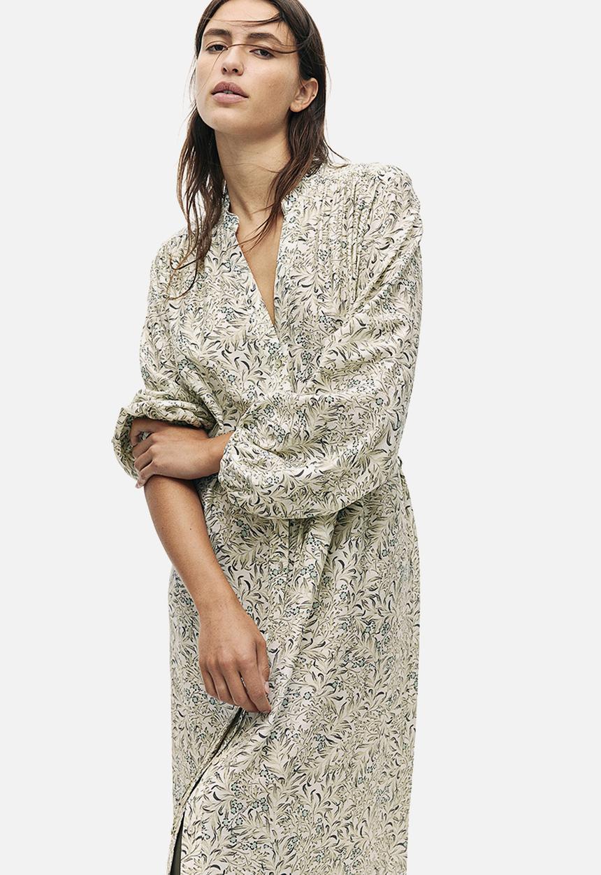 H&M - Patterned tie-belt dress - cream/patterned 