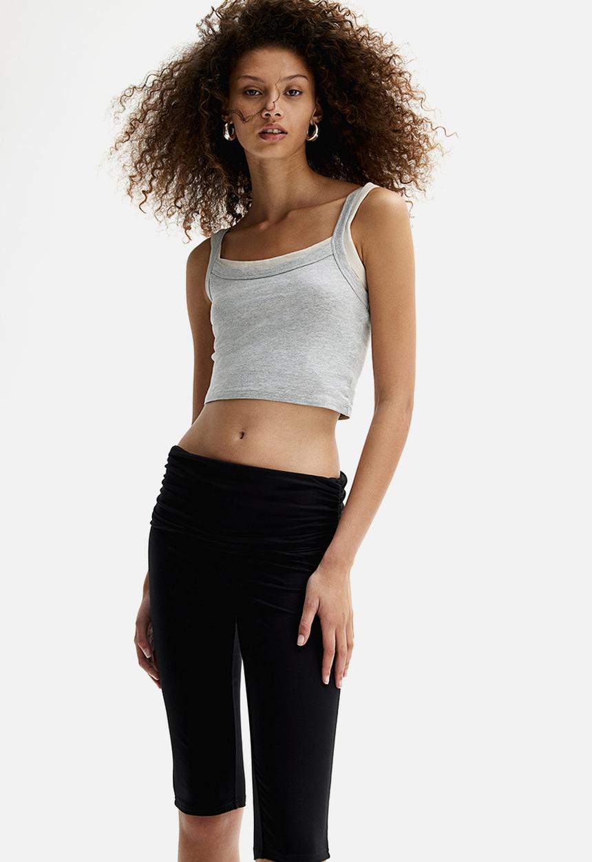 H&M - Foldover-waist capri leggings - black