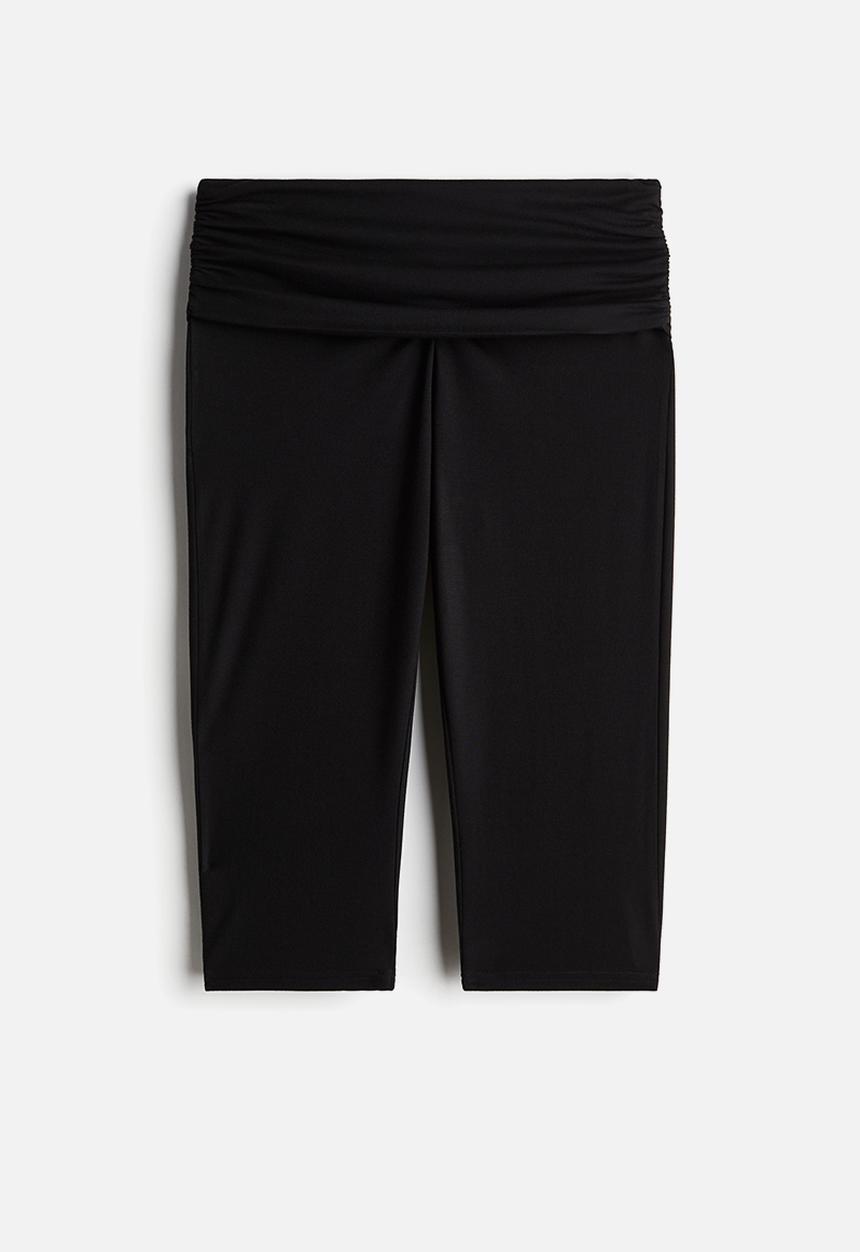 H&M - Foldover-waist capri leggings - black