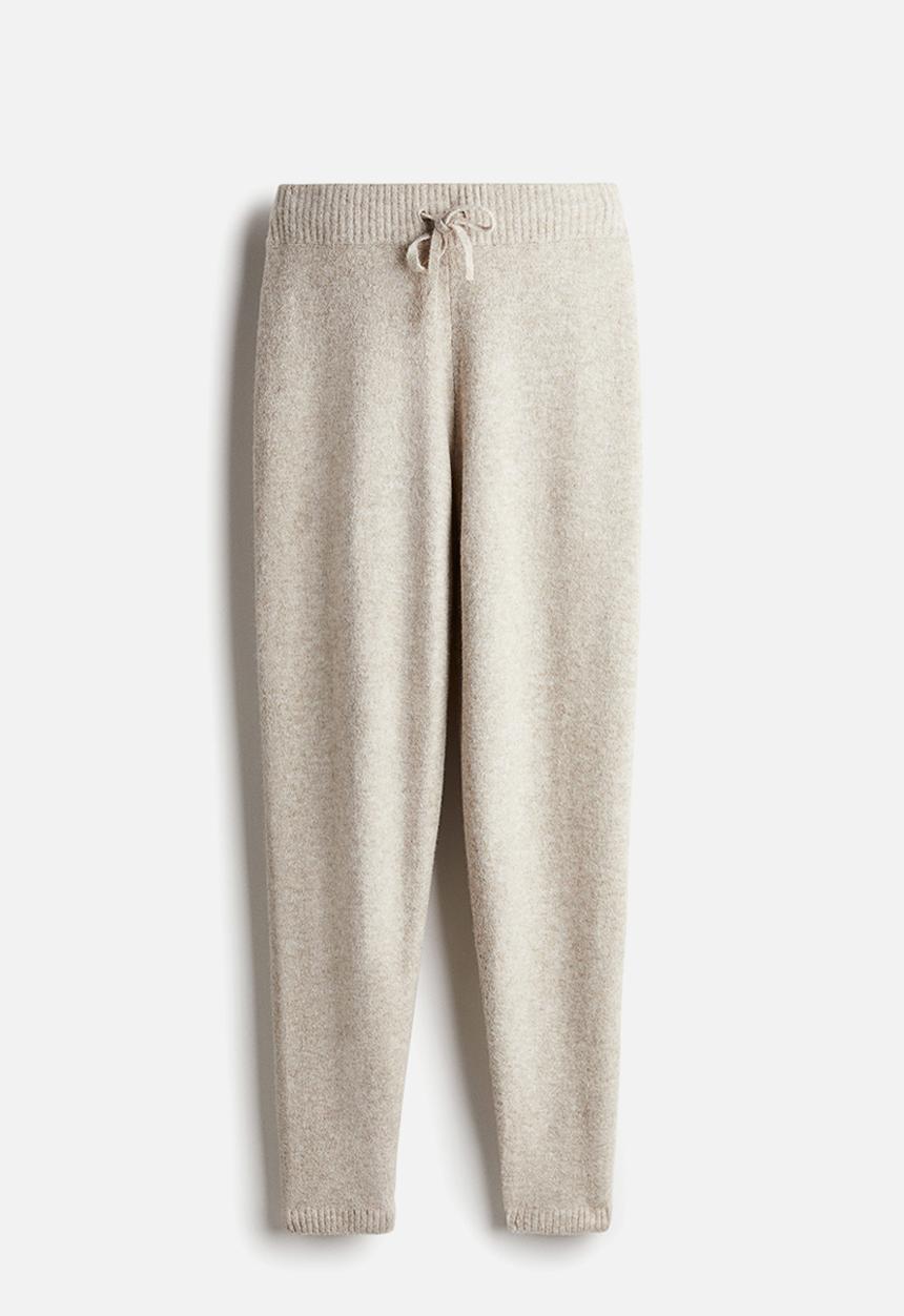 H&M - Fine-knit joggers - light beige marl 