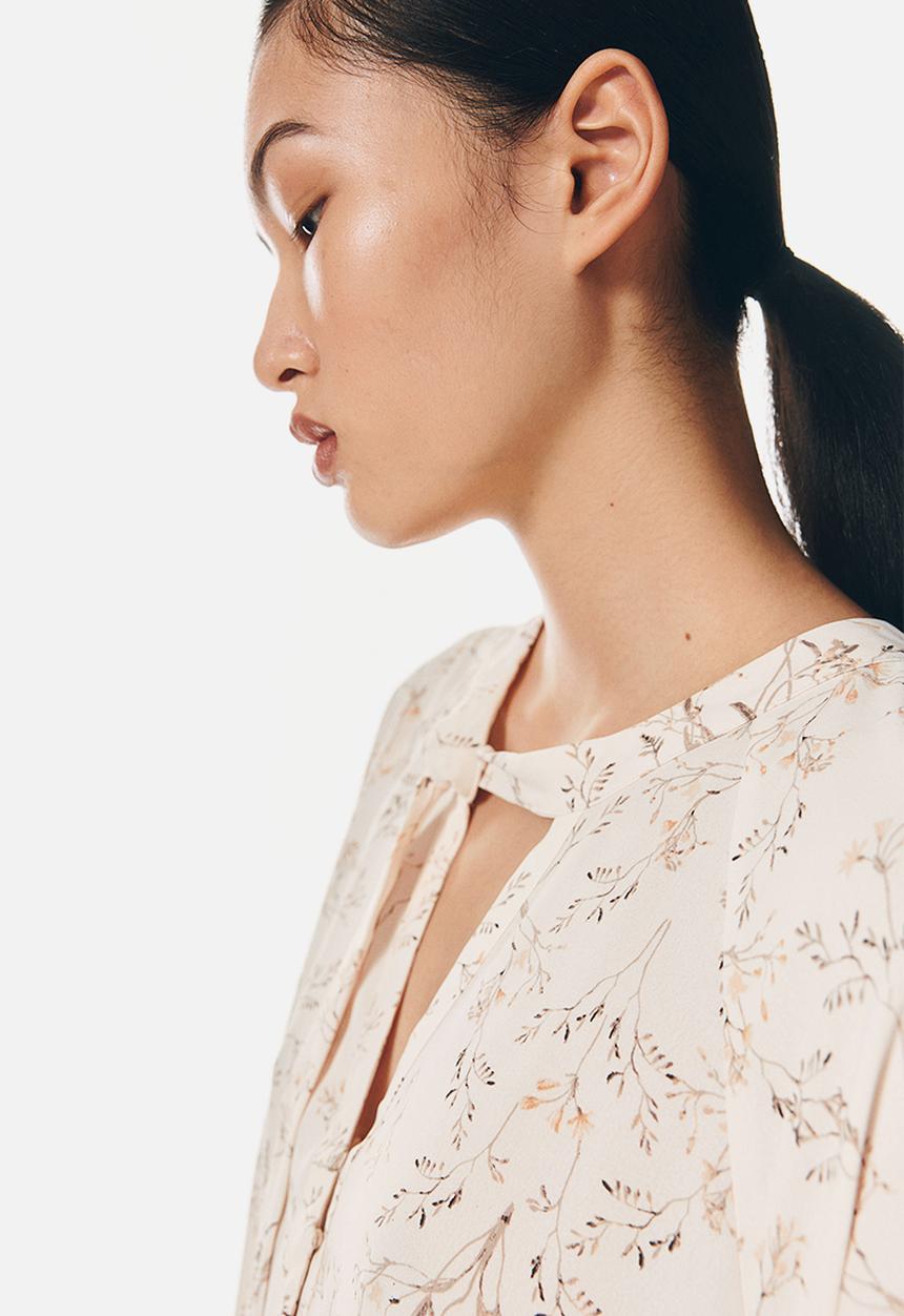 H&M - Tie-neck dress - powder pink/patterned