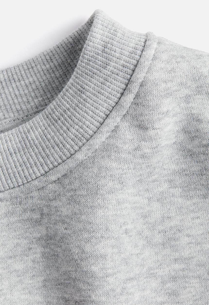 H&M - Oversized motif-front sweatshirt - light grey marl/les halles