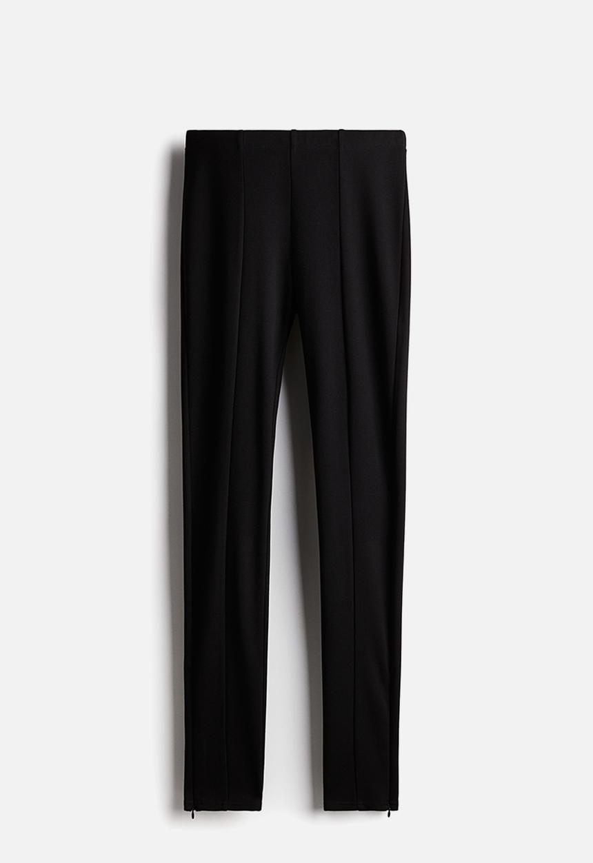 H&M - Zip-hem heavy jersey leggings - black