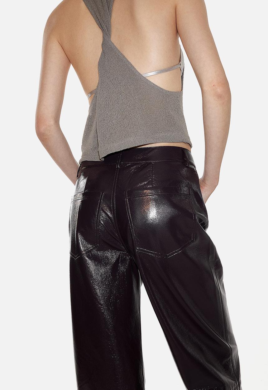 H&M - Straight coated trousers - burgundy