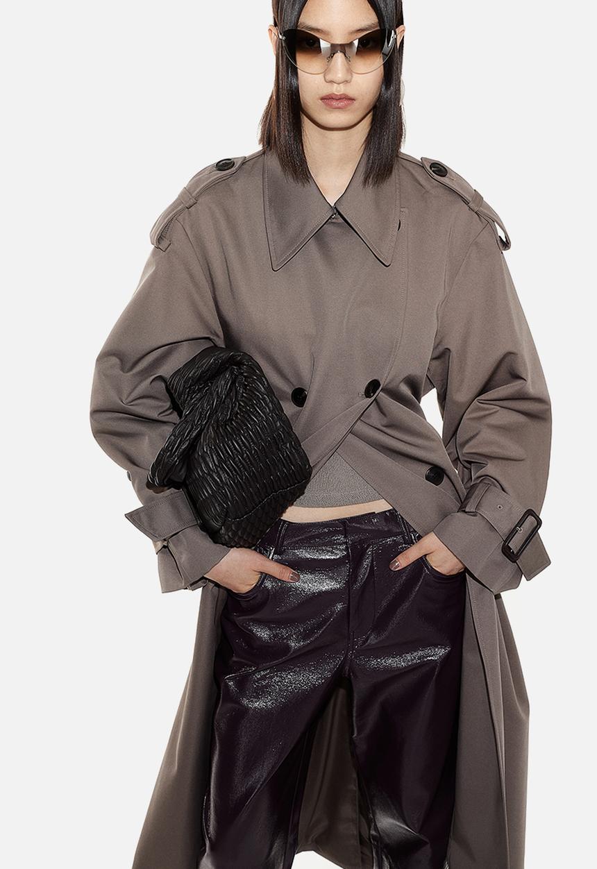 H&M - Straight coated trousers - burgundy