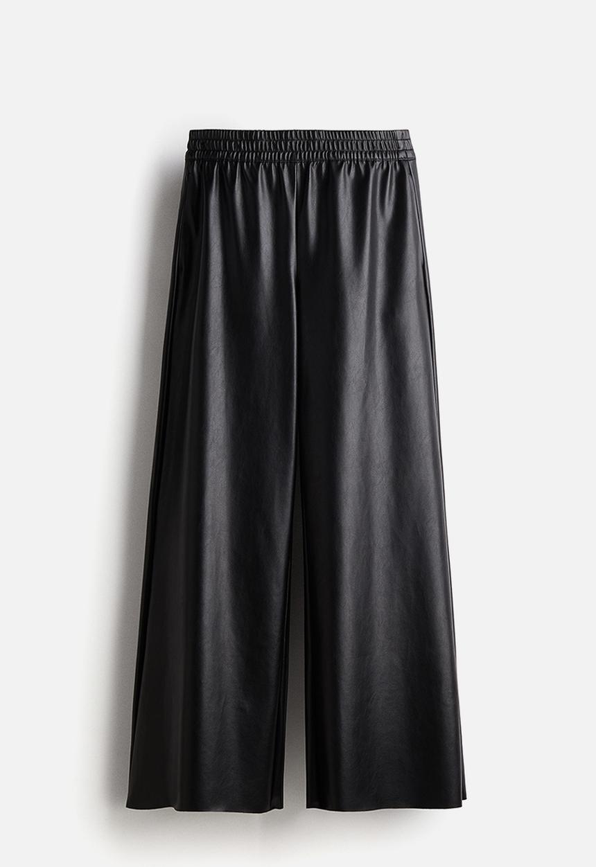 H&M - Wide coated joggers - black