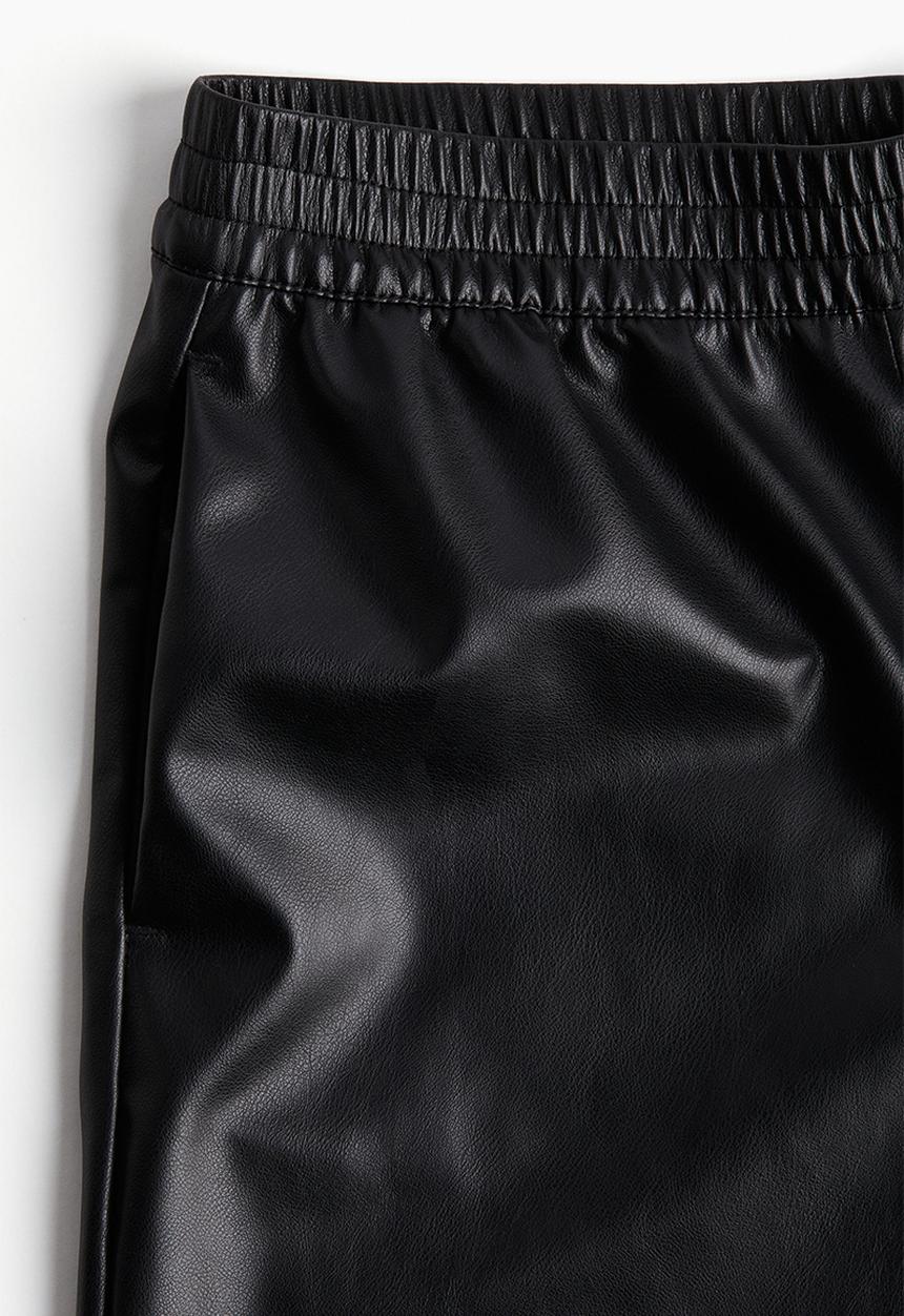 H&M - Wide coated joggers - black