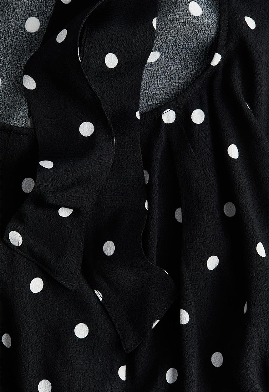H&M - Tie-detail open-back dress - black,multi