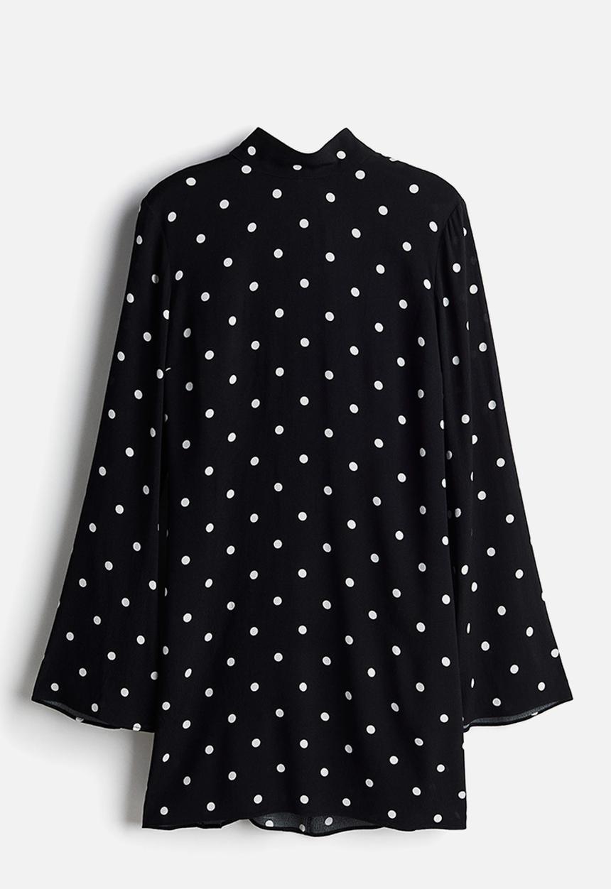 H&M - Tie-detail open-back dress - black,multi