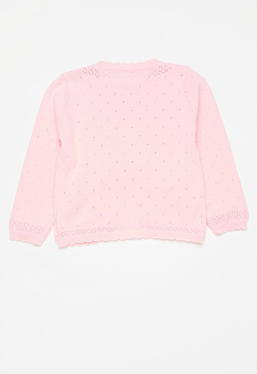 Pop Candy - Pom pom cropped cardigan -pink
