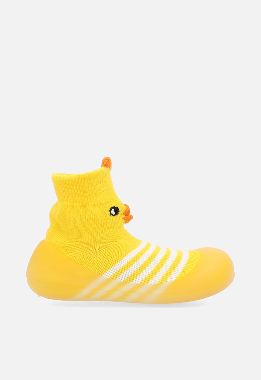 Pop Candy - Striped sock boot - yellow & white