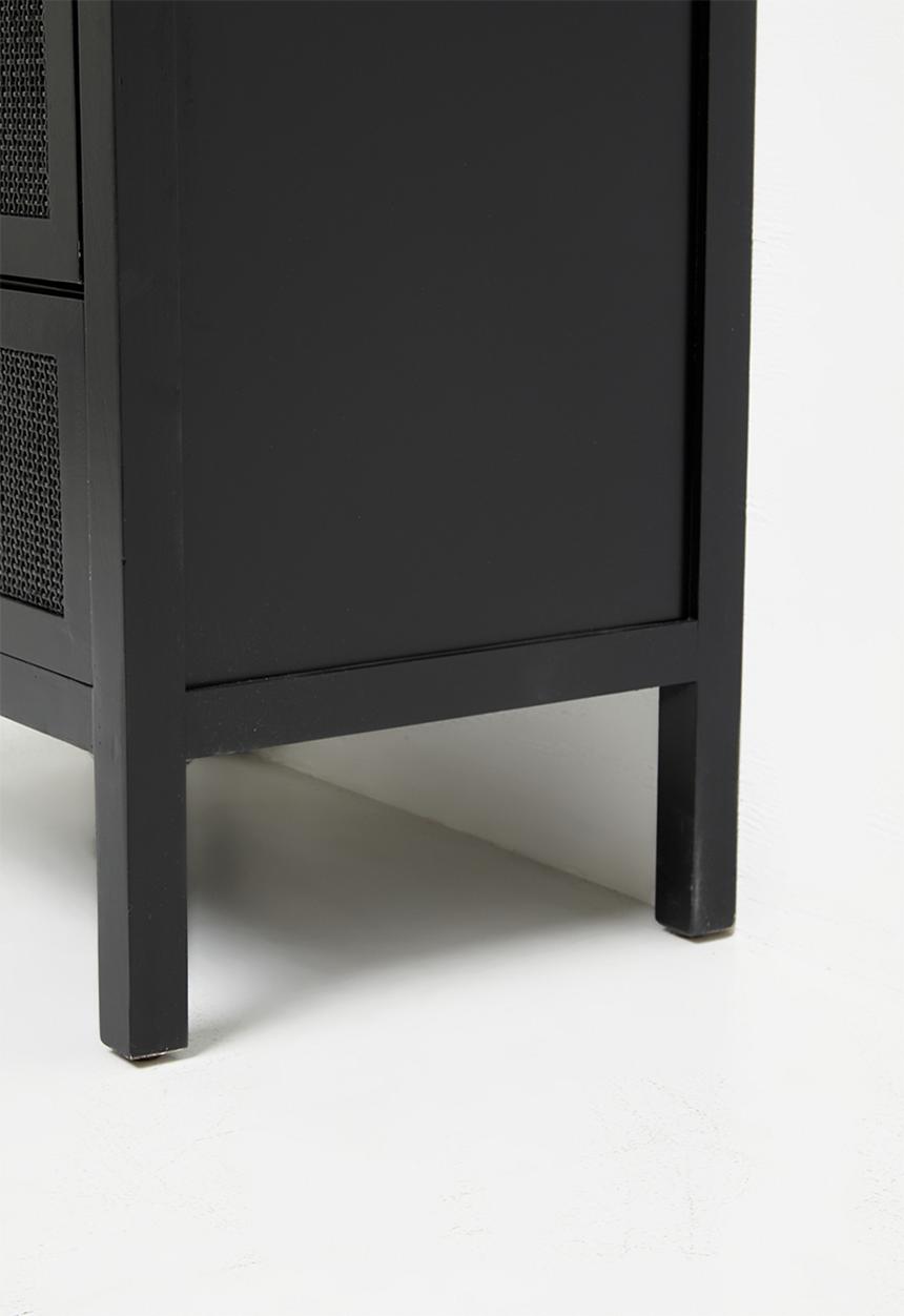 Sixth Floor - Nablus rattan and wood 3 drawer-black