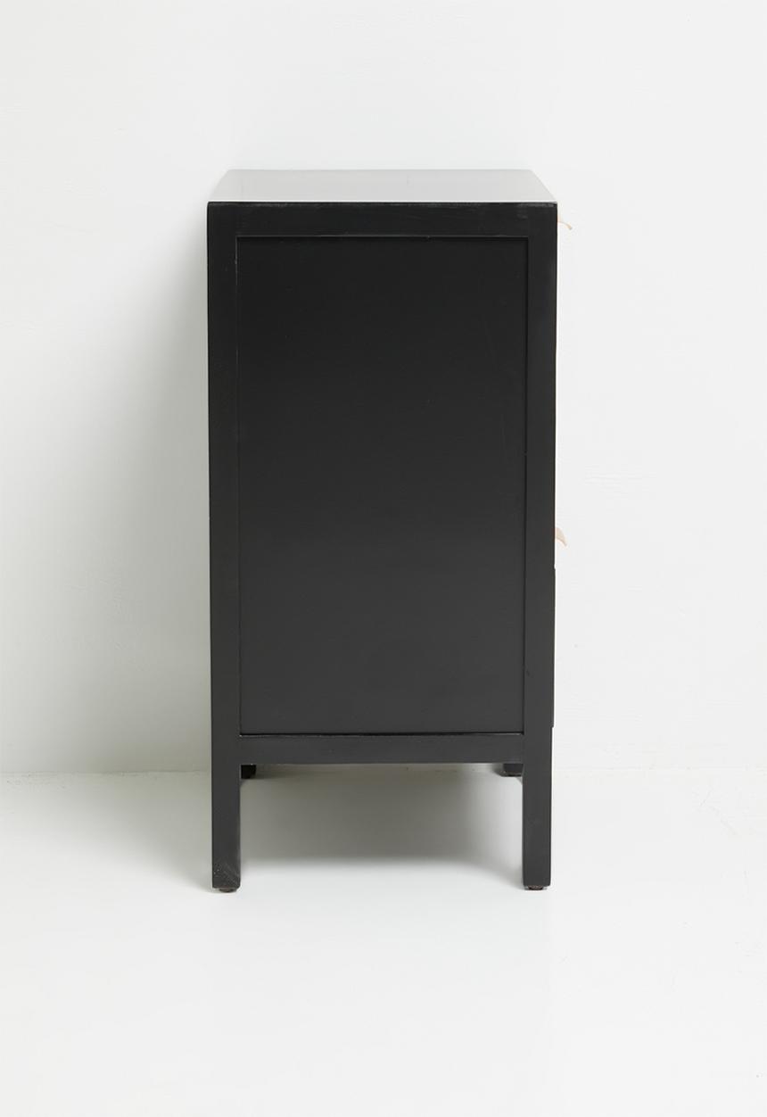 Sixth Floor - Nablus rattan and wood 3 drawer-black