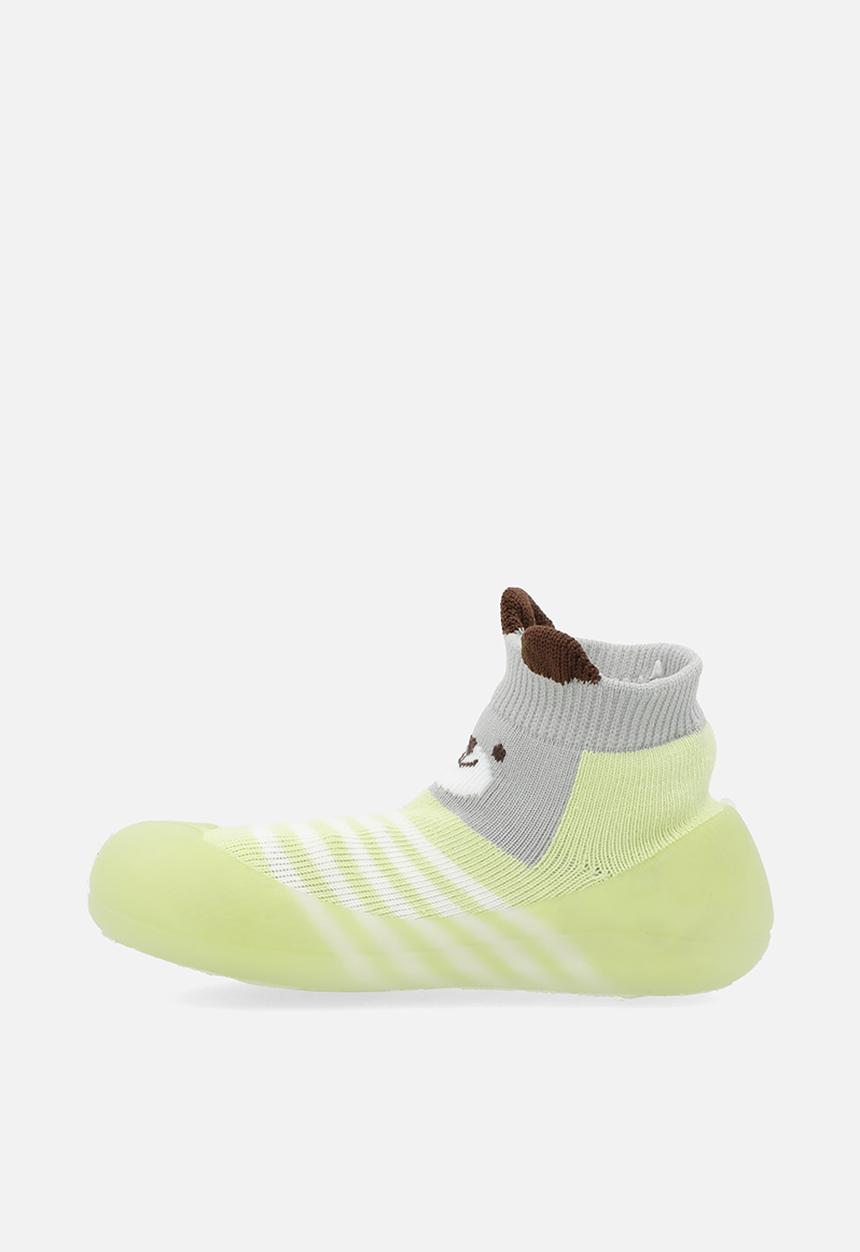 Pop Candy - Striped sock boot - light green/grey