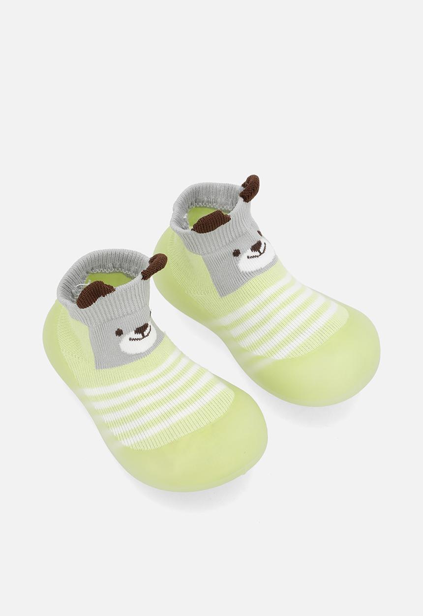 Pop Candy - Striped sock boot - light green/grey