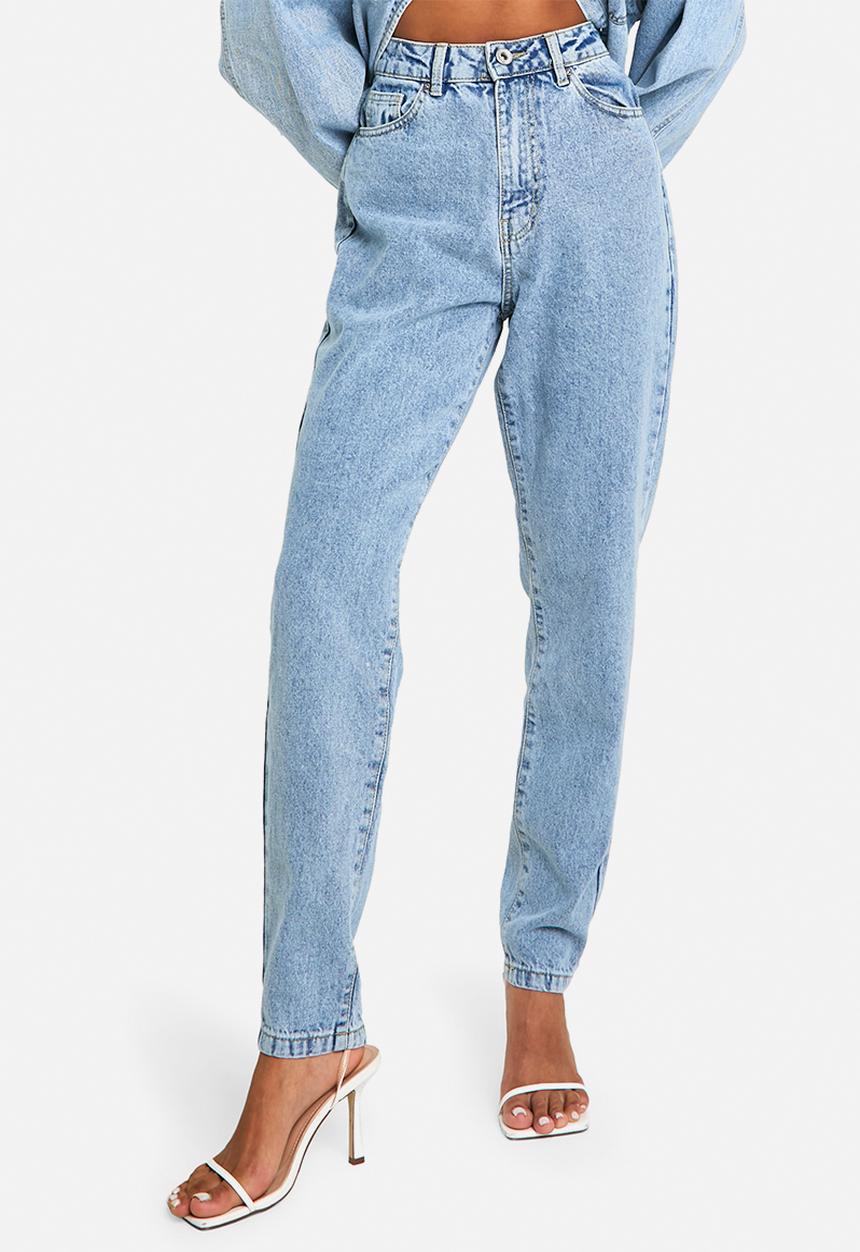 boohoo - Basics High Waisted Slim Fit Jeans - Light Blue