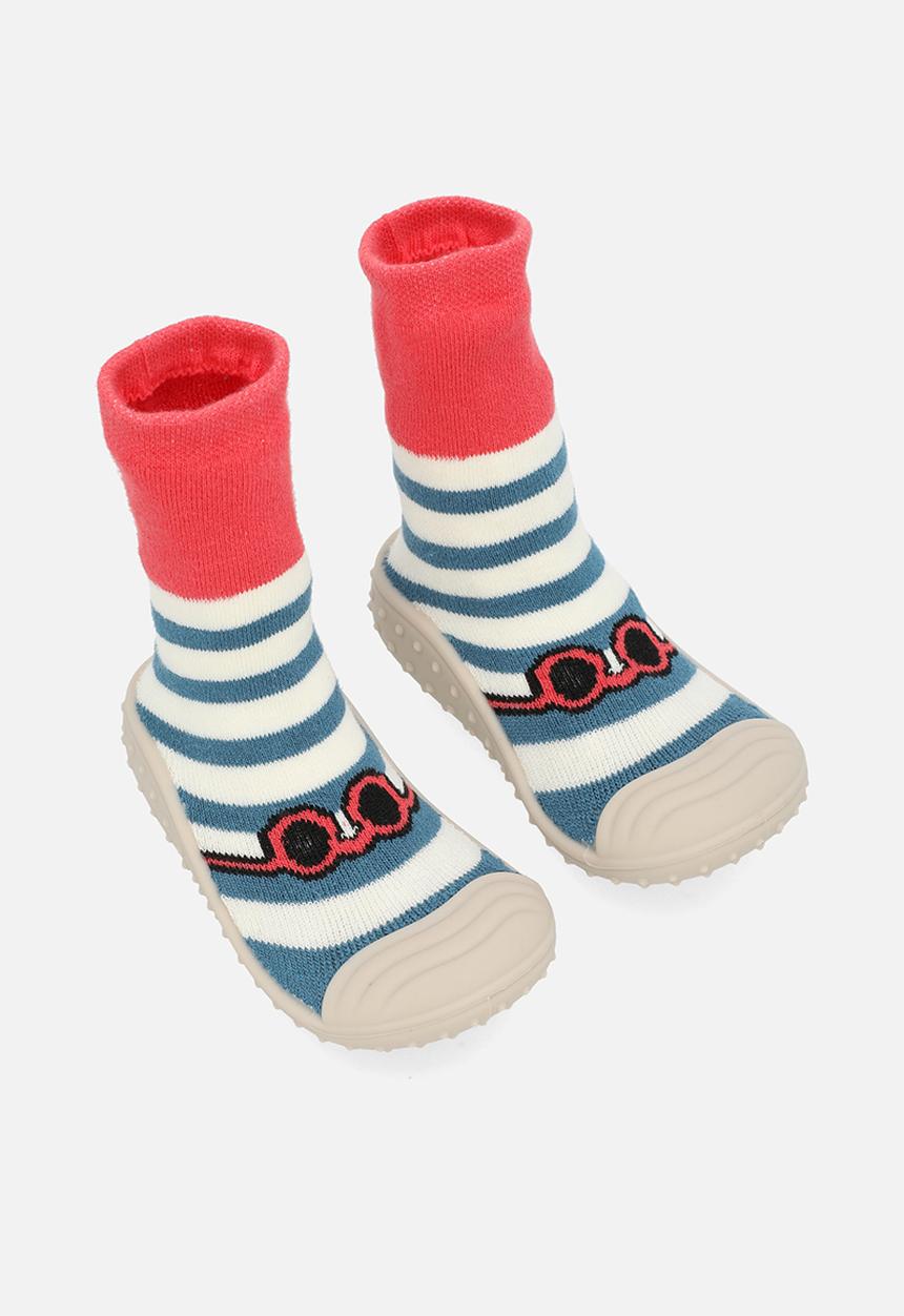 Pop Candy - Sock boot - red/teal stripes