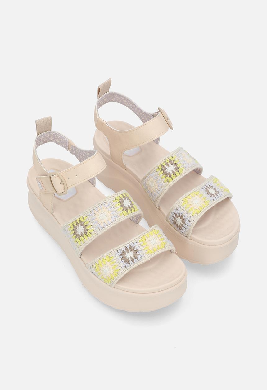 Hey Dude - Delray Buckle Cottage Crochet sandal - Egret/Lavender/Multi