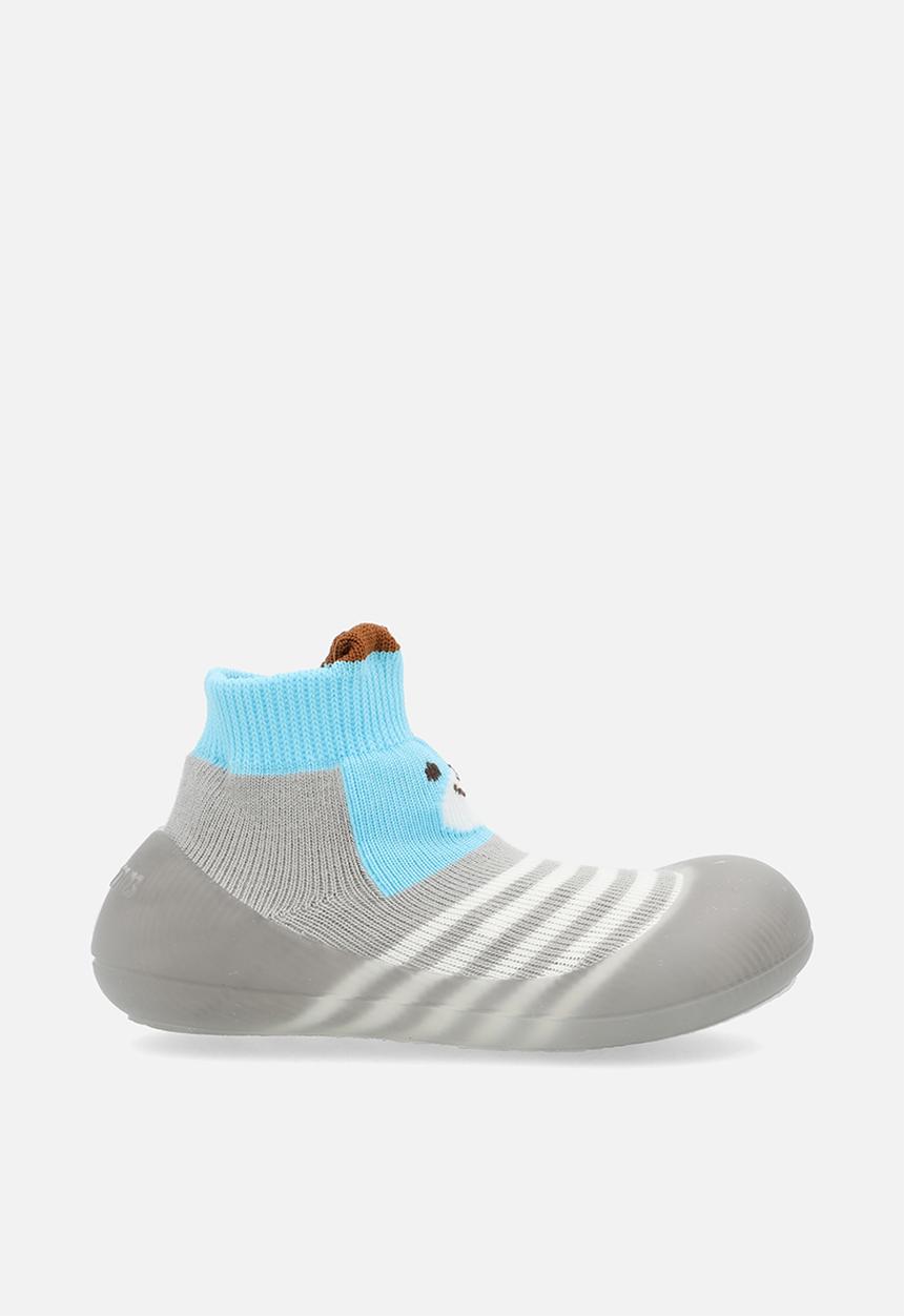 Pop Candy - Striped sock boot - grey & white