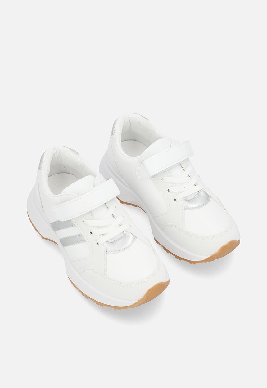 Pop Candy - Lace & adjustable fastener sneakers - white/silver