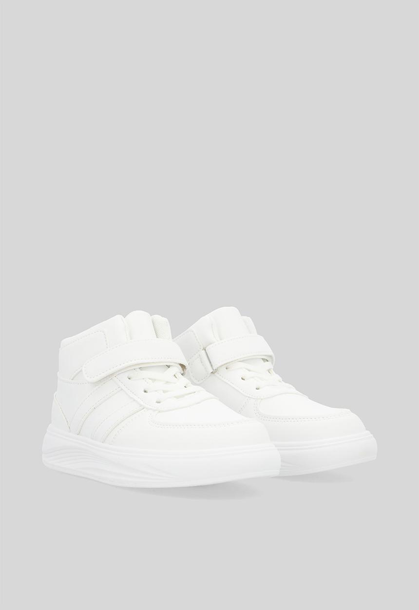 Pop Candy - Velcro & lace hi top sneakers - white