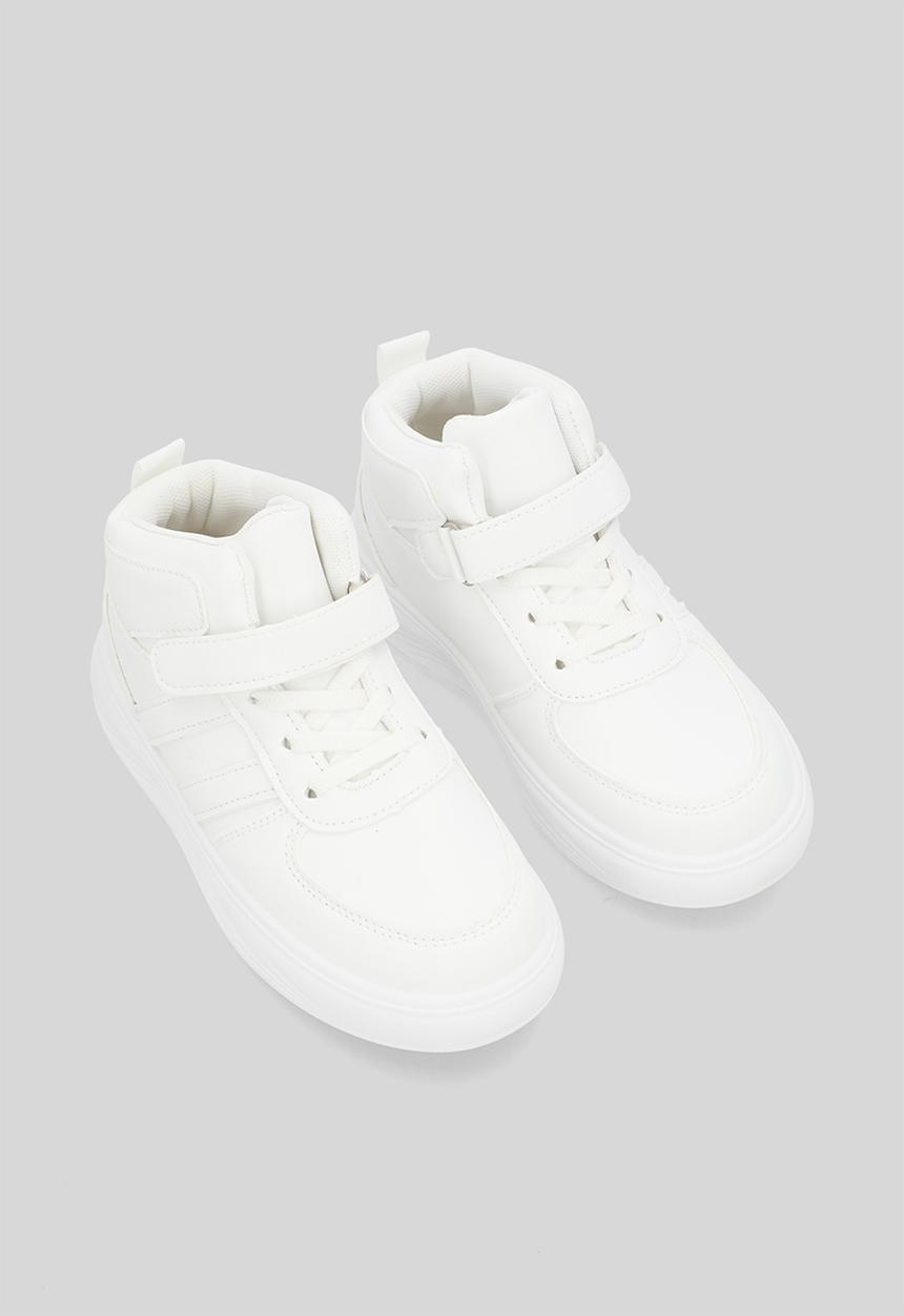 Pop Candy - Velcro & lace hi top sneakers - white