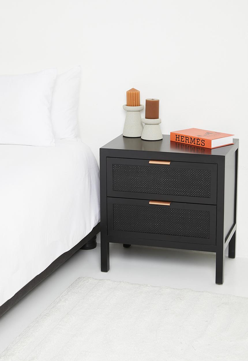 Sixth Floor - Nablus rattan bedside table - black