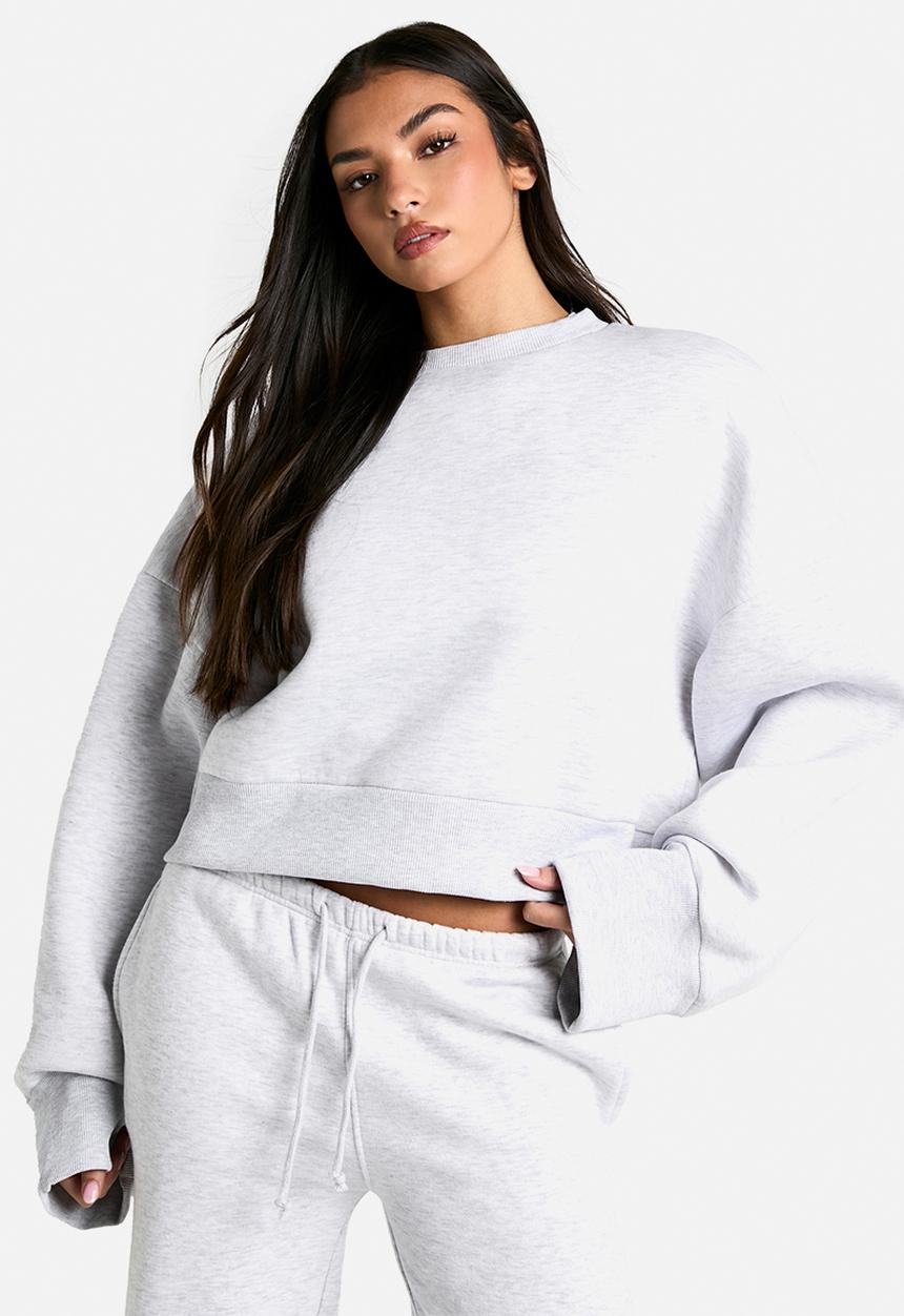 boohoo - Shoulder Pad Wide Sleeve Sweatshirt - ash grey