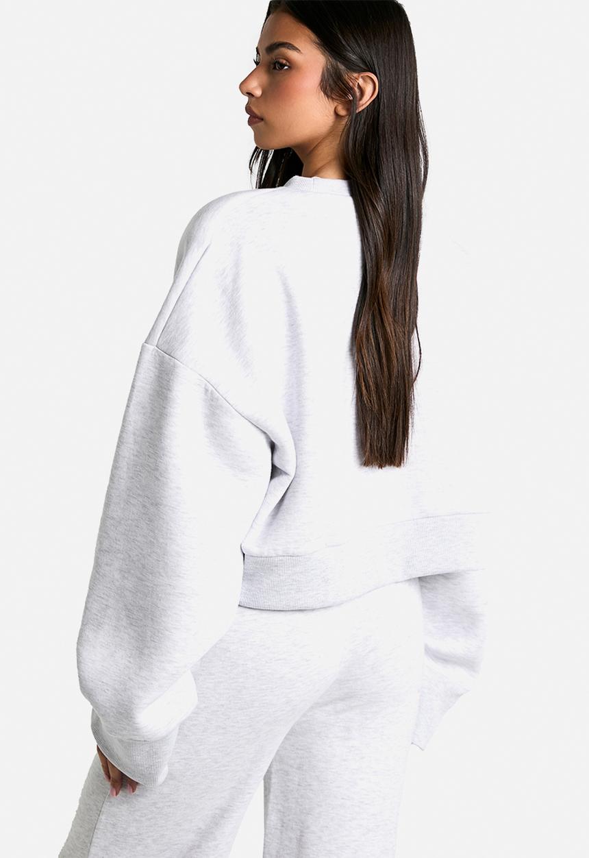 boohoo - Shoulder Pad Wide Sleeve Sweatshirt - ash grey