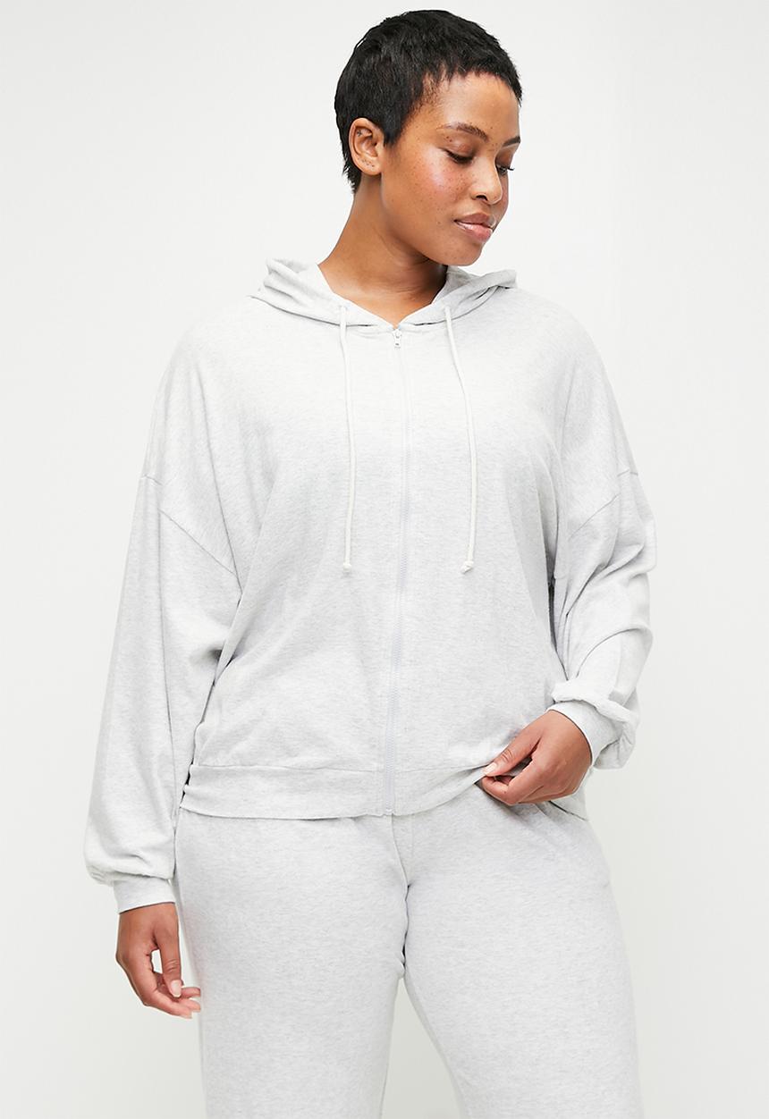 Cotton On - Plus Light Weight Super Soft Hooded Zip Through - Light Grey Marle