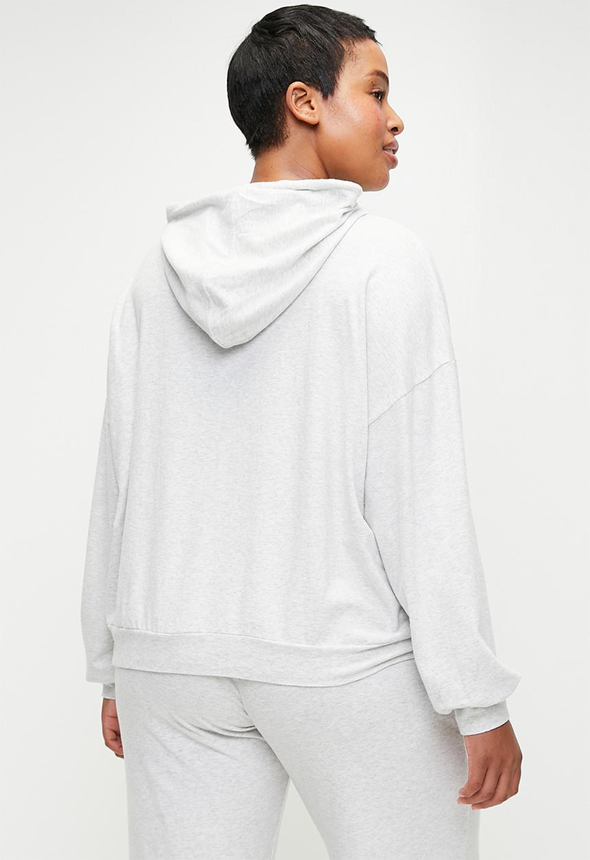 Cotton On - Plus Light Weight Super Soft Hooded Zip Through - Light Grey Marle