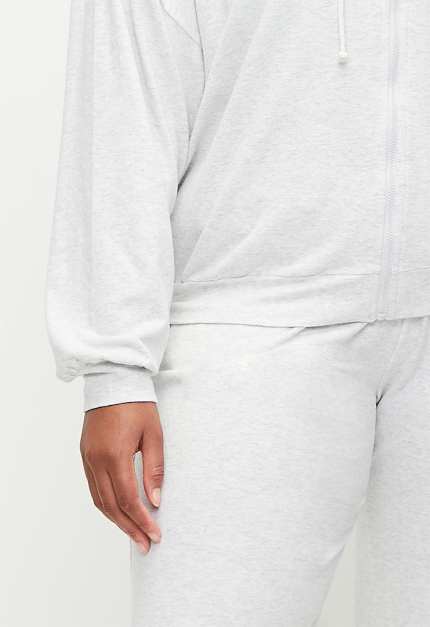 Cotton On - Plus Light Weight Super Soft Hooded Zip Through - Light Grey Marle
