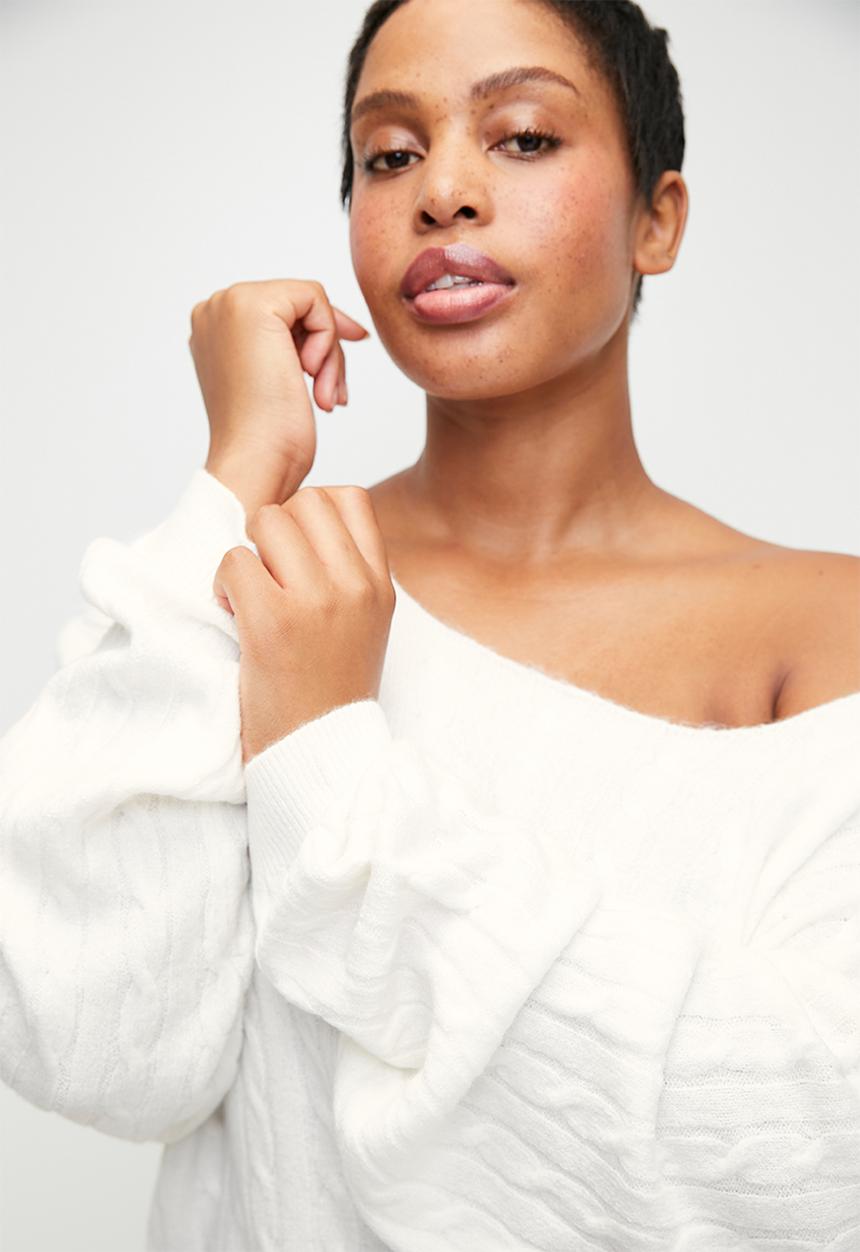 Cotton On - Plus Cable Off The Shoulder Knit Jumper - Coconut Milk
